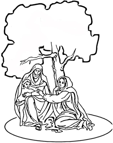 Mary And Elizabeth  Coloring Page